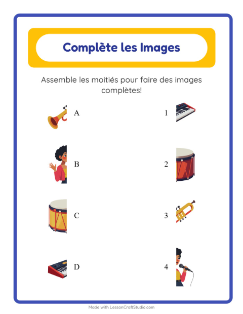 Aperçu de la fiche Apparier Les Ombres avec Musique pour École maternelle (grande section, 5-7 ans)