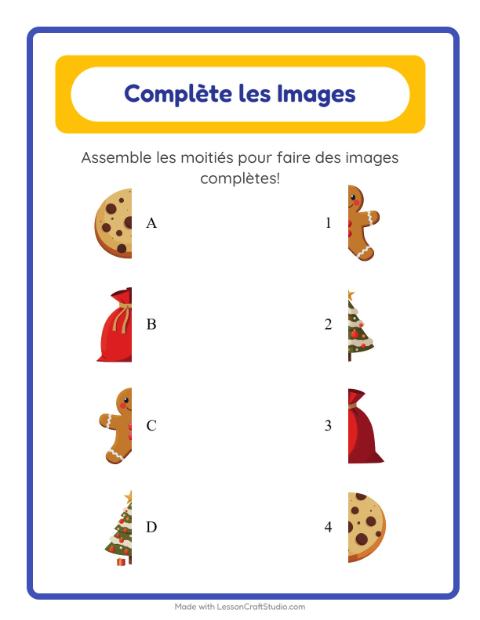 Aperçu de la fiche Apparier Les Ombres avec Noël pour École maternelle (grande section, 5-7 ans)