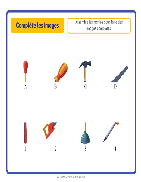 Aperçu de la fiche Apparier Les Ombres avec Outils pour École maternelle (grande section, 5-7 ans)