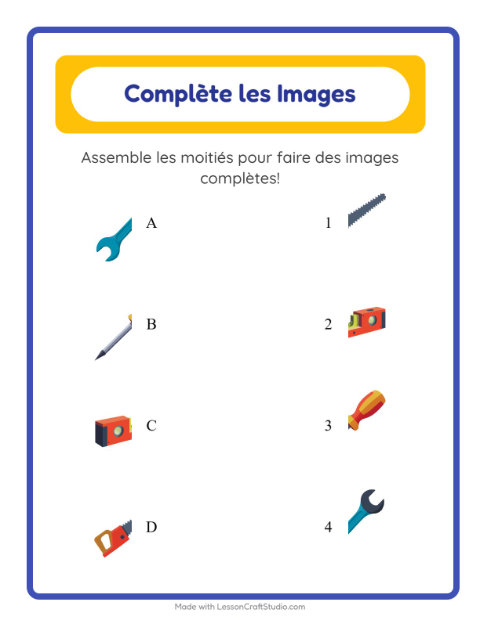 Aperçu de la fiche Apparier Les Ombres avec Outils pour École maternelle (grande section, 5-7 ans)