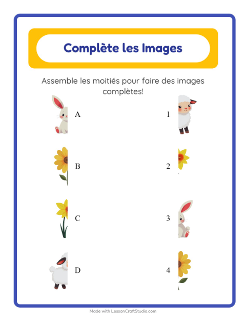 Aperçu de la fiche Apparier Les Ombres avec Pâques pour École maternelle (grande section, 5-7 ans)
