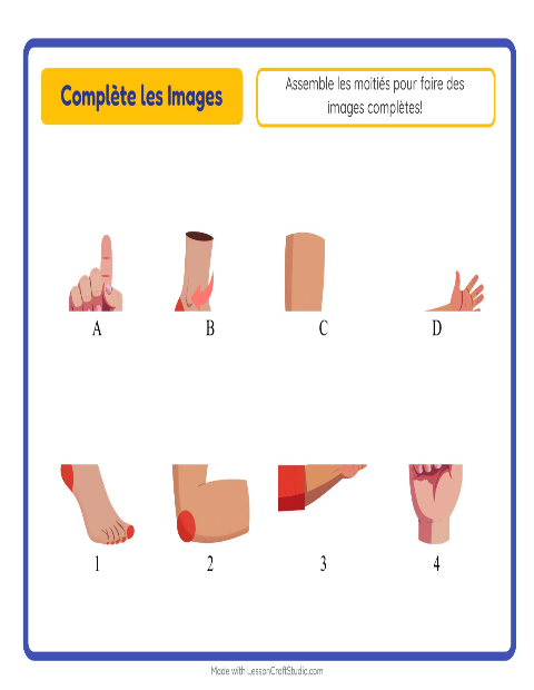 Aperçu de la fiche Apparier Les Ombres avec Parties du corps pour École maternelle (grande section, 5-7 ans)