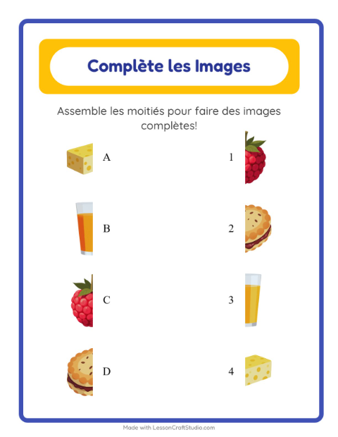 Aperçu de la fiche Apparier Les Ombres avec Petit-déjeuner pour École maternelle (grande section, 5-7 ans)