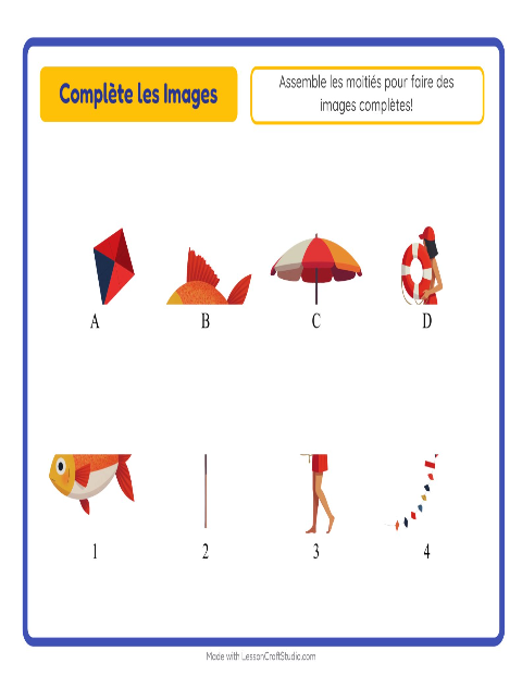 Aperçu de la fiche Apparier Les Ombres avec Plage pour École maternelle (grande section, 5-7 ans)