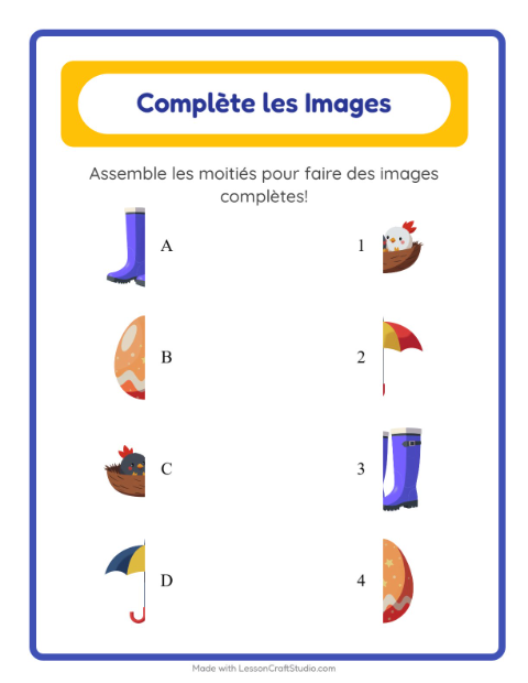 Aperçu de la fiche Apparier Les Ombres avec Printemps pour École maternelle (grande section, 5-7 ans)