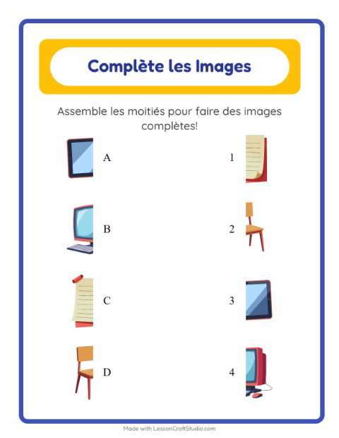 Aperçu de la fiche Apparier Les Ombres avec Salle de classe pour École maternelle (grande section, 5-7 ans)