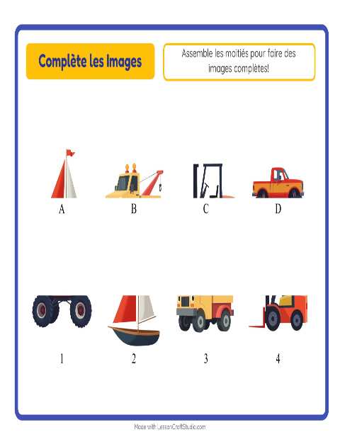 Aperçu de la fiche Apparier Les Ombres avec Véhicules pour École maternelle (grande section, 5-7 ans)
