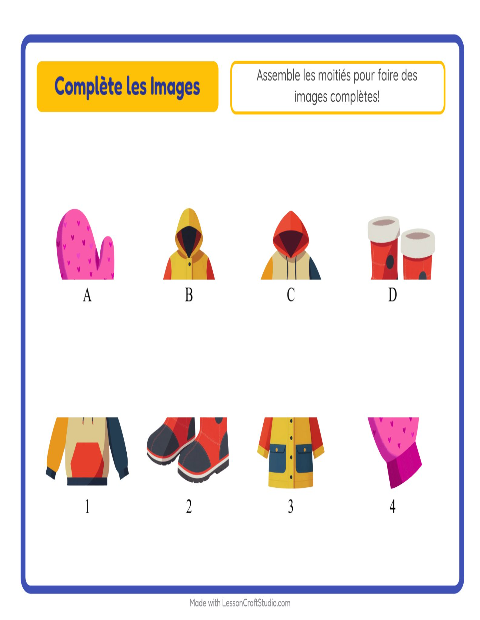 Aperçu de la fiche Apparier Les Ombres avec Vêtements pour École maternelle (grande section, 5-7 ans)