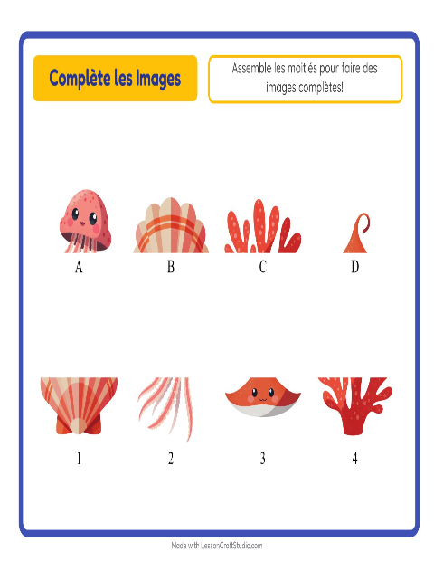Aperçu de la fiche Apparier Les Ombres avec Vie océanique pour École maternelle (grande section, 5-7 ans)