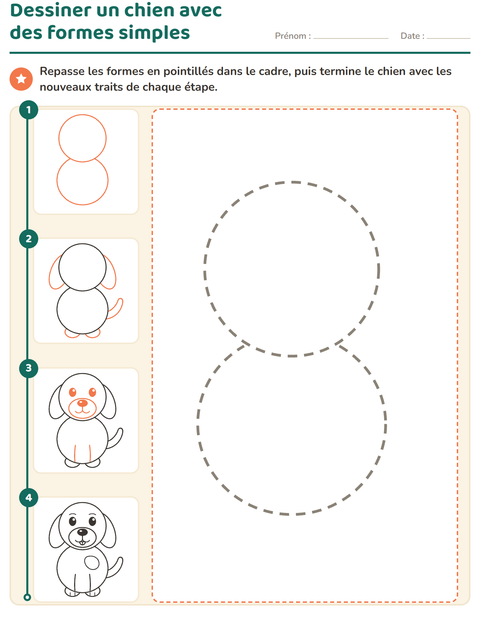 Dessiner un chien avec des formes simples