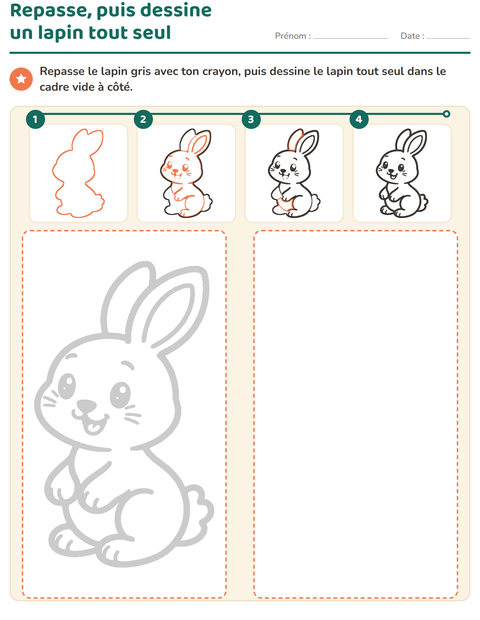 Repasse un lapin, puis dessine-le tout seul