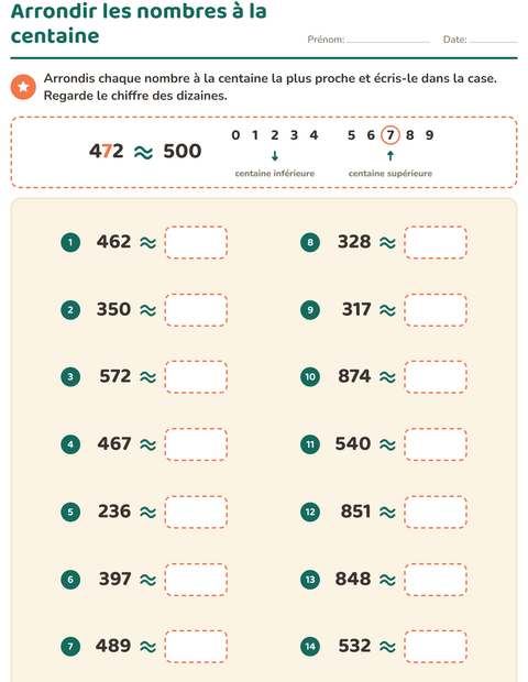 Aperçu : Arrondir les nombres à la centaine