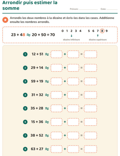 Arrondir puis estimer la somme