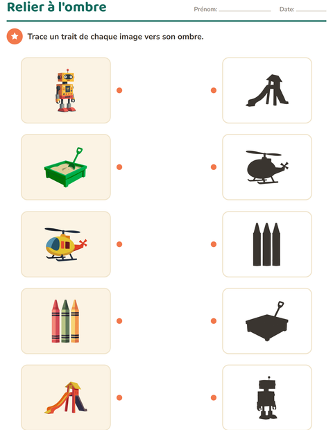 Aperçu de la fiche Associations visuelles avec Jouets pour École maternelle (grande section, 5-7 ans)