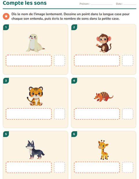 Aperçu de la fiche Boîtes à sons avec Animaux du zoo pour École maternelle (grande section, 5-7 ans)