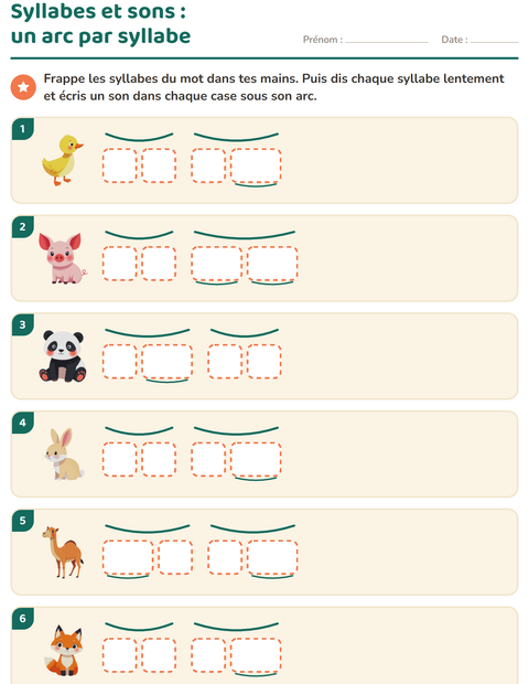 Aperçu de la fiche Boîtes à sons avec Animaux pour CP (cours préparatoire)