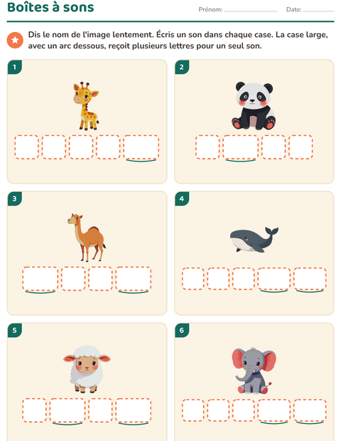 Boîtes à sons avec des animaux : un son par case