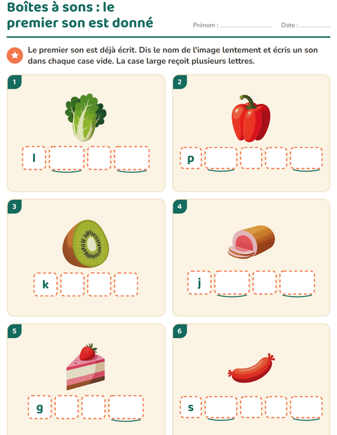 Aperçu de la fiche Boîtes à sons avec Au supermarché pour École maternelle (grande section, 5-7 ans)