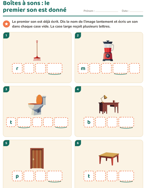 Aperçu de la fiche Boîtes à sons avec Autour de la maison pour École maternelle (grande section, 5-7 ans)