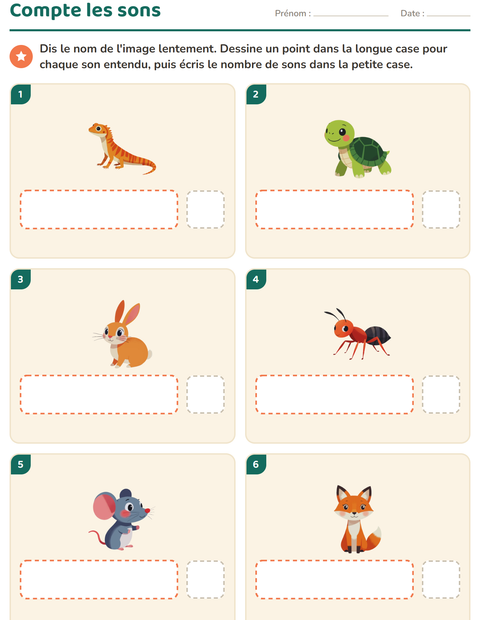 Aperçu de la fiche Boîtes à sons avec Créatures de la forêt pour École maternelle (grande section, 5-7 ans)