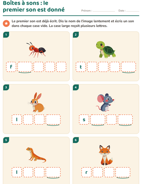 Aperçu de la fiche Boîtes à sons avec Créatures de la forêt pour École maternelle (grande section, 5-7 ans)