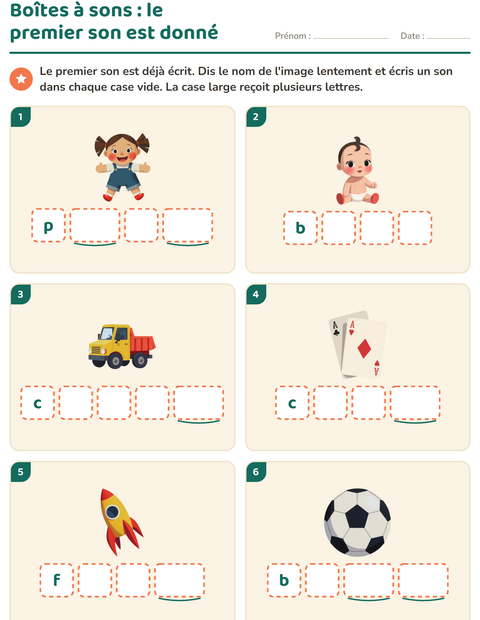 Aperçu de la fiche Boîtes à sons avec Jouets pour École maternelle (grande section, 5-7 ans)