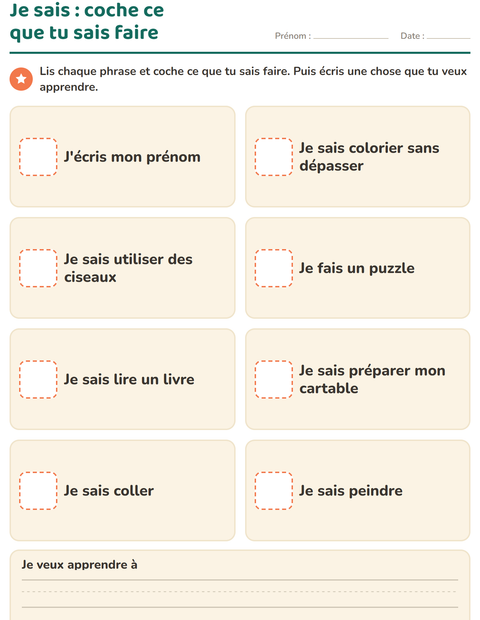 Aperçu de la fiche C'est moi pour École maternelle (grande section, 5-7 ans)