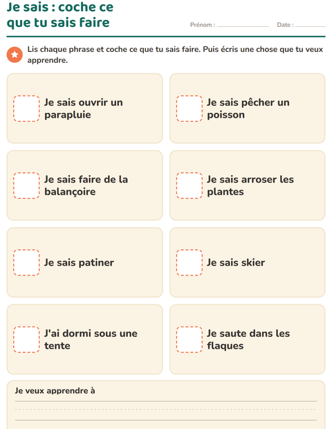 Aperçu de la fiche C'est moi pour École maternelle (grande section, 5-7 ans)