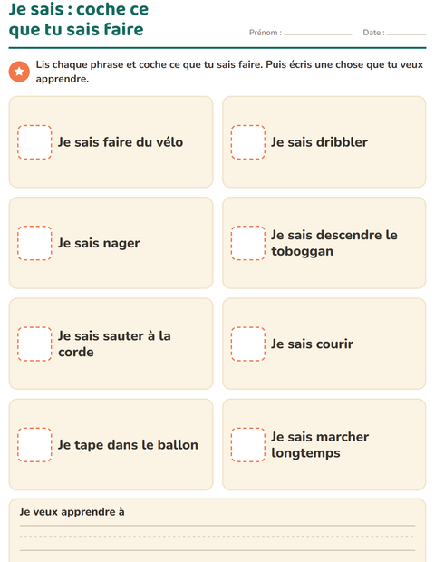 Aperçu de la fiche C'est moi pour École maternelle (grande section, 5-7 ans)