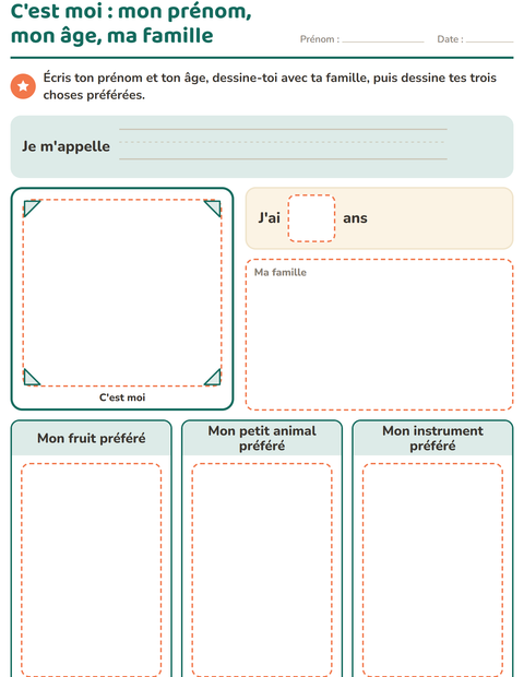 Aperçu de la fiche C'est moi pour École maternelle (grande section, 5-7 ans)