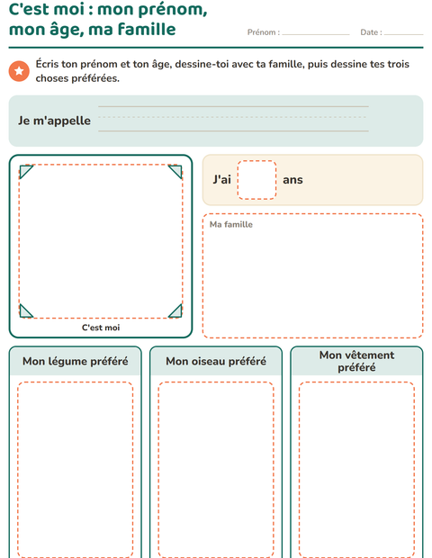 Aperçu de la fiche C'est moi pour École maternelle (grande section, 5-7 ans)