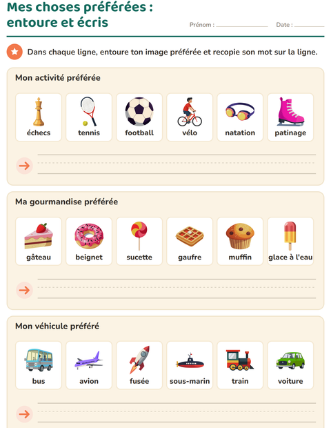 Aperçu de la fiche C'est moi pour École maternelle (grande section, 5-7 ans)