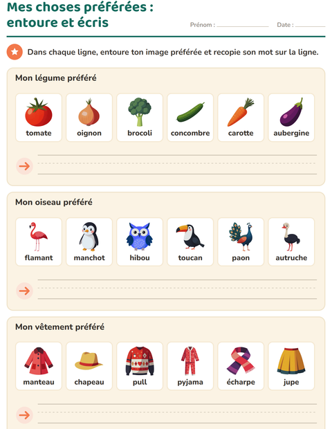 Aperçu de la fiche C'est moi pour École maternelle (grande section, 5-7 ans)