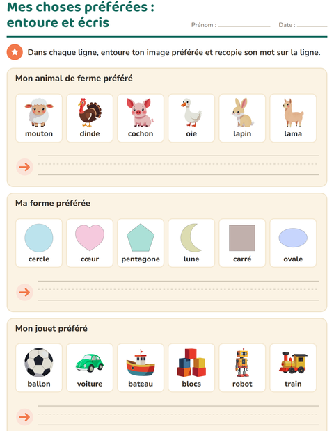 Aperçu de la fiche C'est moi pour École maternelle (grande section, 5-7 ans)