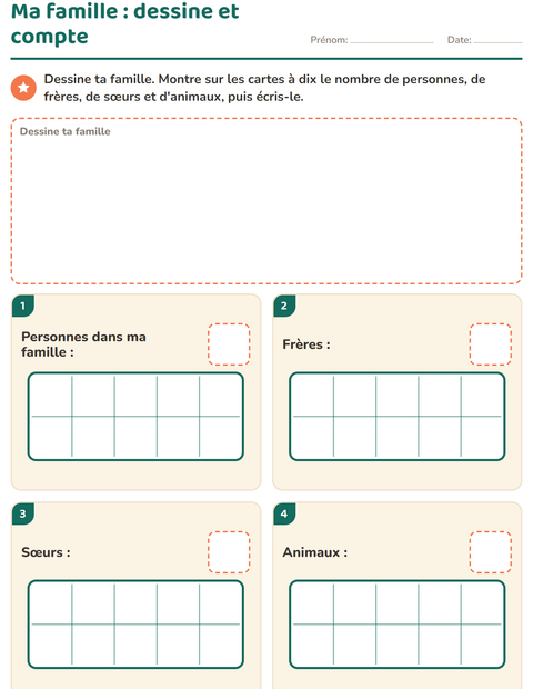 Aperçu : Ma famille : dessine et compte