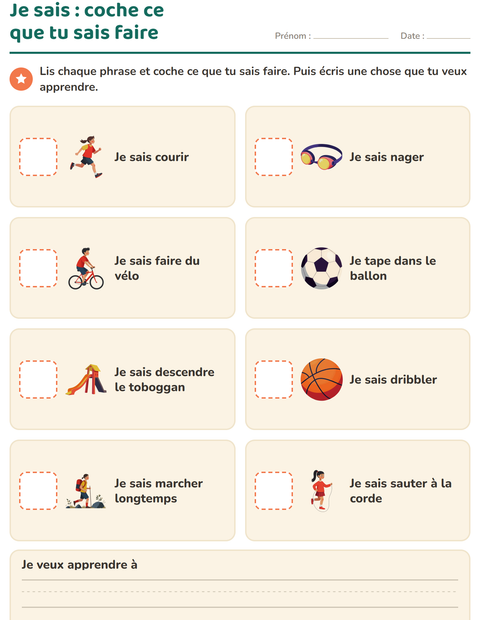 Aperçu de la fiche C'est moi pour École maternelle (grande section, 5-7 ans)