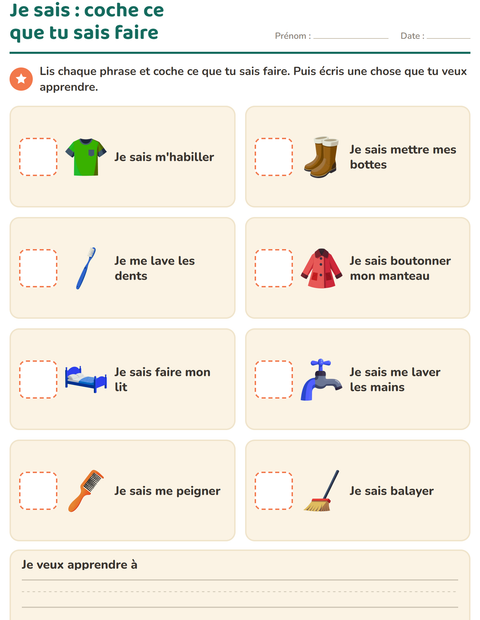 Aperçu de la fiche C'est moi pour École maternelle (grande section, 5-7 ans)