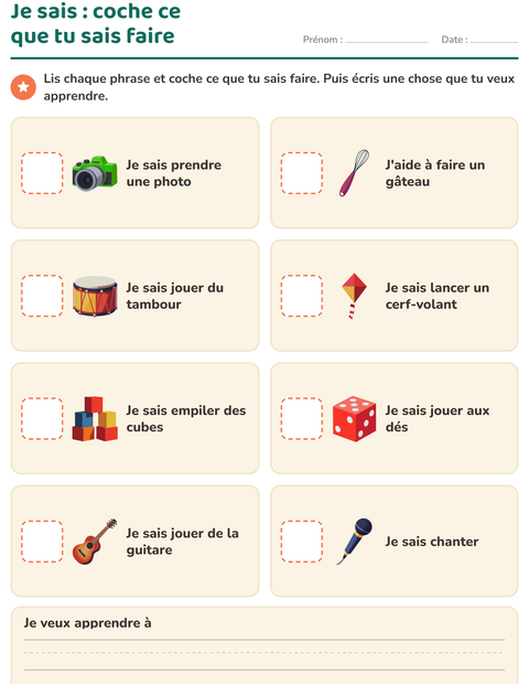 Aperçu de la fiche C'est moi pour École maternelle (grande section, 5-7 ans)