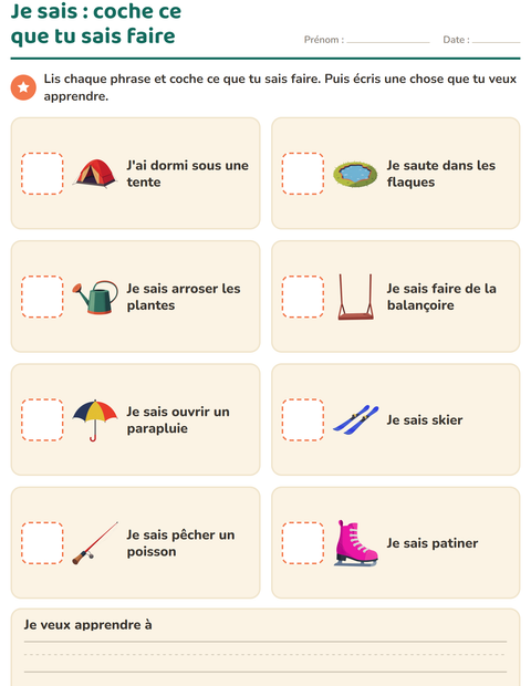 Aperçu de la fiche C'est moi pour École maternelle (grande section, 5-7 ans)
