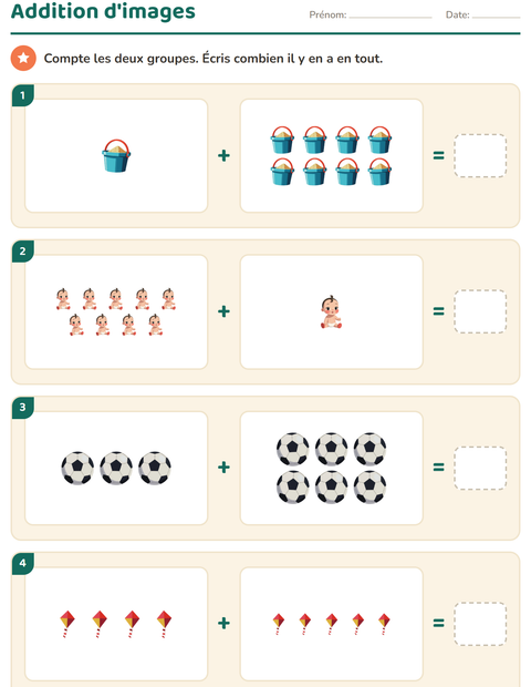 Aperçu de la fiche Calcul illustré avec Jouets pour CP (cours préparatoire)