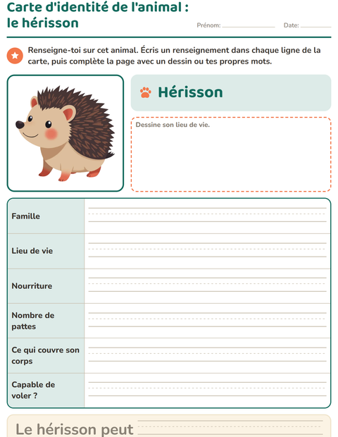 Carte d'identité de l'animal : créatures de la forêt