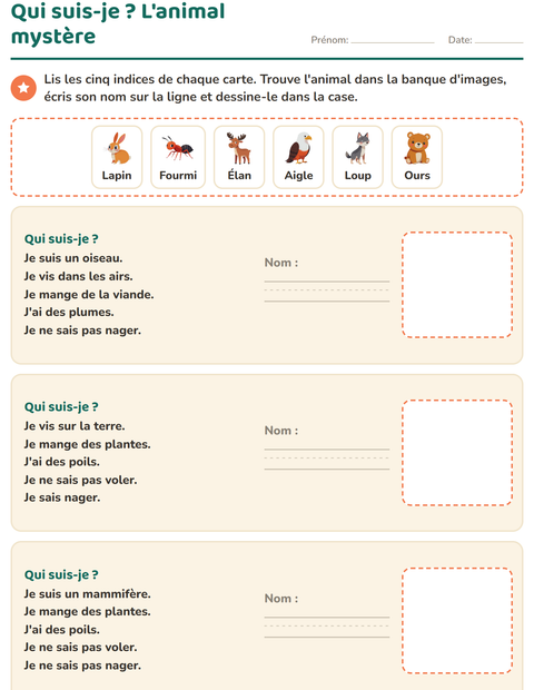 carte-d-identite-animal-creatures-de-la-foret-g2343