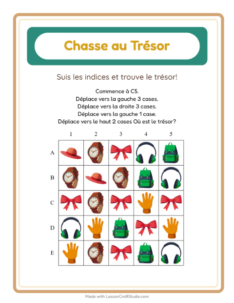Aperçu de la fiche Chasse Au Trésor avec Accessoires pour CP (cours préparatoire)