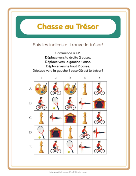 Aperçu de la fiche Chasse Au Trésor avec Activités pour CP (cours préparatoire)