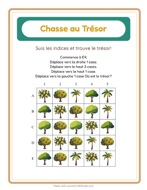 Aperçu de la fiche Chasse Au Trésor avec Arbres pour CP (cours préparatoire)