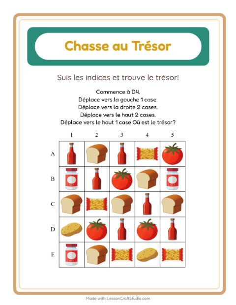 Aperçu de la fiche Chasse Au Trésor avec Au supermarché pour CP (cours préparatoire)