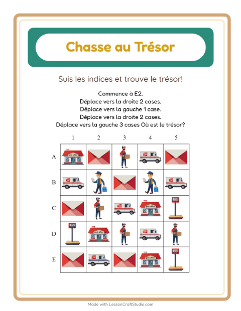 Aperçu de la fiche Chasse Au Trésor avec Bureau de poste pour CP (cours préparatoire)