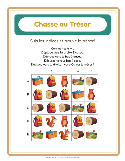 Aperçu de la fiche Chasse Au Trésor avec Camping pour CP (cours préparatoire)