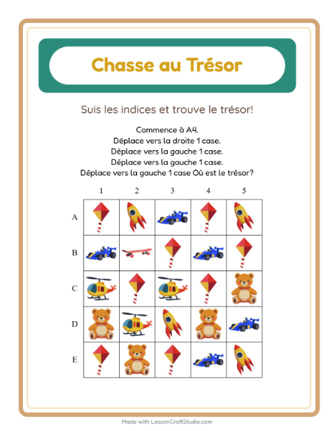 Aperçu de la fiche Chasse Au Trésor avec Jouets pour CP (cours préparatoire)