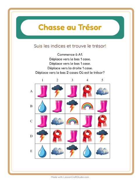 Aperçu de la fiche Chasse Au Trésor avec Météo pour CP (cours préparatoire)